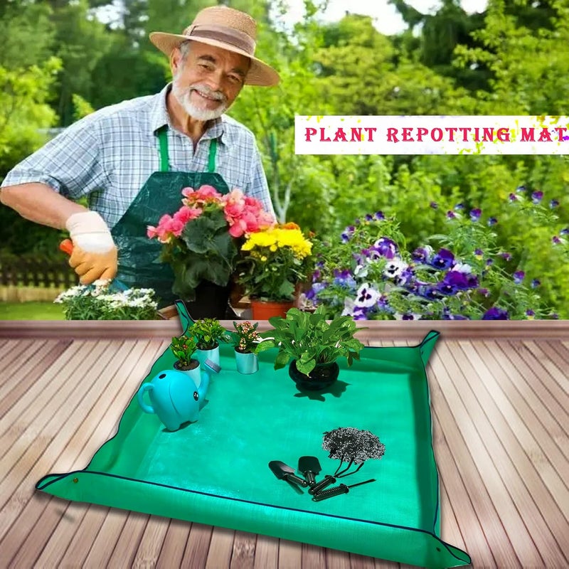WondMall 39.4" x 39.4" Large Plant Repotting Mat for Indoor Plants, Portable and Foldable Gardening mat, Waterproof Transplanting Potting Mat in Garde - Image 2